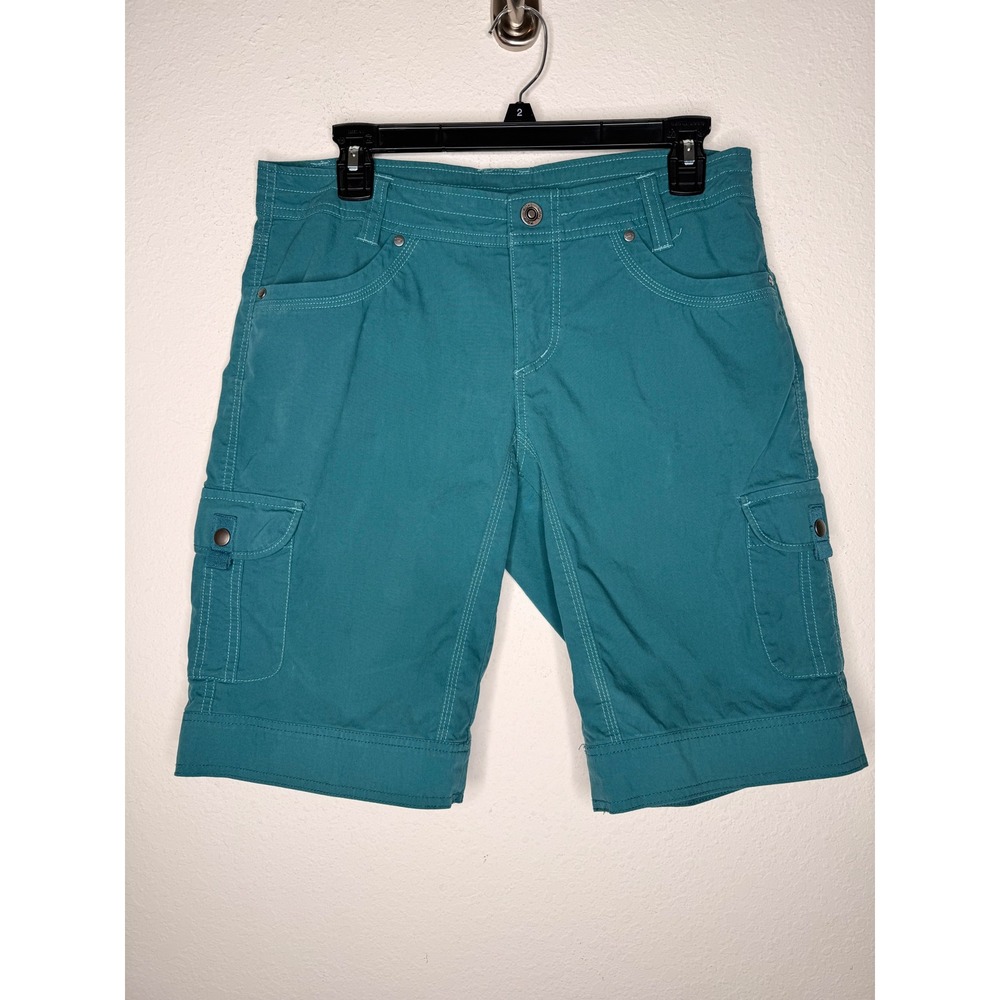 Kuhl Women Teal Blue Cargo Shorts Size 10 Hiking Outdoor Utility Pockets